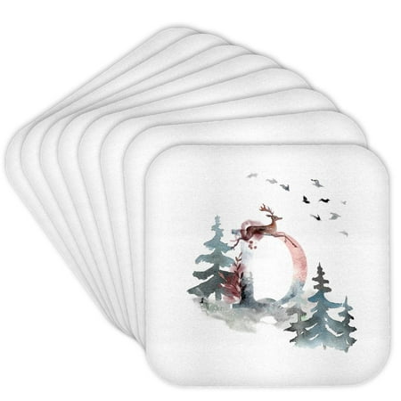3drose, Letter D Personal Wood Animal Watercolor Monogram Personalized Initial, Set of 8 Coasters - Soft