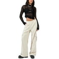 thumbnail image 2 of Biekopu Women's Casual Cargo Pants, Solid Color Elastic Waist Loose Trousers with Pockets Streetwear, 2 of 5