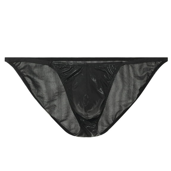 Gxdcog Men's Sexy Low Waist Underpants Metallic Color Threaded Thong Fashion Underwear Personalized Bikini Briefs Buttock Covering Panties Lingerie Party for Men