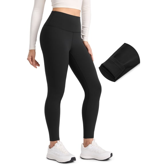 CRZ YOGA Matte Thermal Fleece Lined Leggings 28'' Casual Lounge Workout Womens Yoga Pants