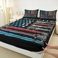 thumbnail image 3 of Manfei Boys Lacrosse Games Twin Sheet Set (3-Piece) Watercolor American Flag Red Decor For Teens, 3 of 7