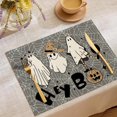thumbnail image 1 of Manteles individuales de lino Janrevotw para Halloween, serie "Truco o trato", manteles individuales combinados, vajilla decorativa para restaurantes y fiestas, manteles aislantes, 1 of 3