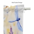 thumbnail image 5 of Blue Yellow Dragonfly Kitchen Valances for Windows Farmhouse Linen Window Valance Curtain for Living Room Window Treatment Watercolor Spring Flower Valance Rod Pocket Topper Drape, 60 x 18 Inch, 5 of 6
