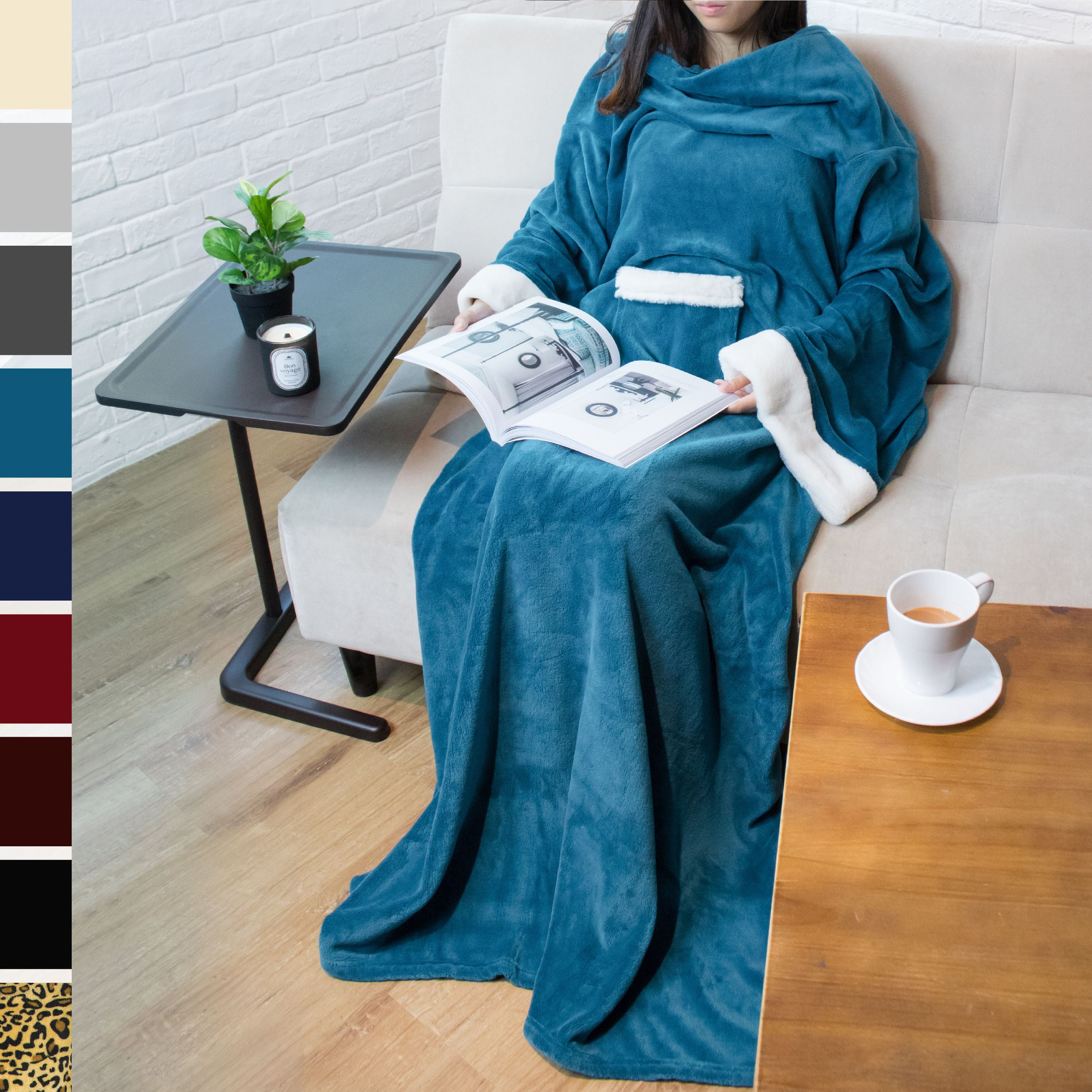 Deluxe Fleece Blanket with Sleeves for Adult, Men, and Women Elegant