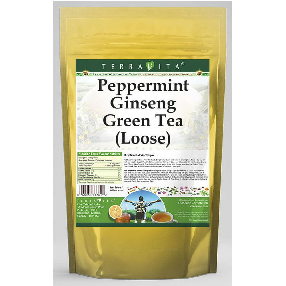 Peppermint Ginseng Green Tea (Loose) (4 oz, Zin 542919)
