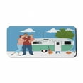 thumbnail image 1 of Travel Computer Mouse Pad, Family Standing in Front of a Caravan Ready for a Holiday Away in the Nature, Rectangle Non-Slip Rubber Mousepad X-Large, 35" x 15" Gaming Size, Multicolor, by Ambesonne, 1 of 2