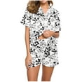 thumbnail image 5 of juhao Women Pajama Set Short Sleeve Button Down Shirt and Shorts 2 Piece Lounge Pjs Shorts Matching Summer Sleepwear, 5 of 5