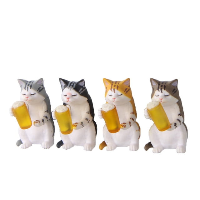 RV 4 gatos cerveceros japoneses, gatos borrachos, gatos callejeros, pegatinas de nevera, pegatinas de mensajes magnéticos