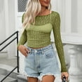 thumbnail image 3 of RYRJJ Womens Sheer Mesh Long Sleeve Cropped Tops Crew Neck See Through Tee Shirts Party Club Night Lace Blouse(Green,M), 3 of 6