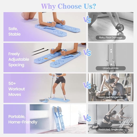 Portable Pilates Reformer Set - Pilates Board 8-in-1 Multi-Functional Pilates Equipment
