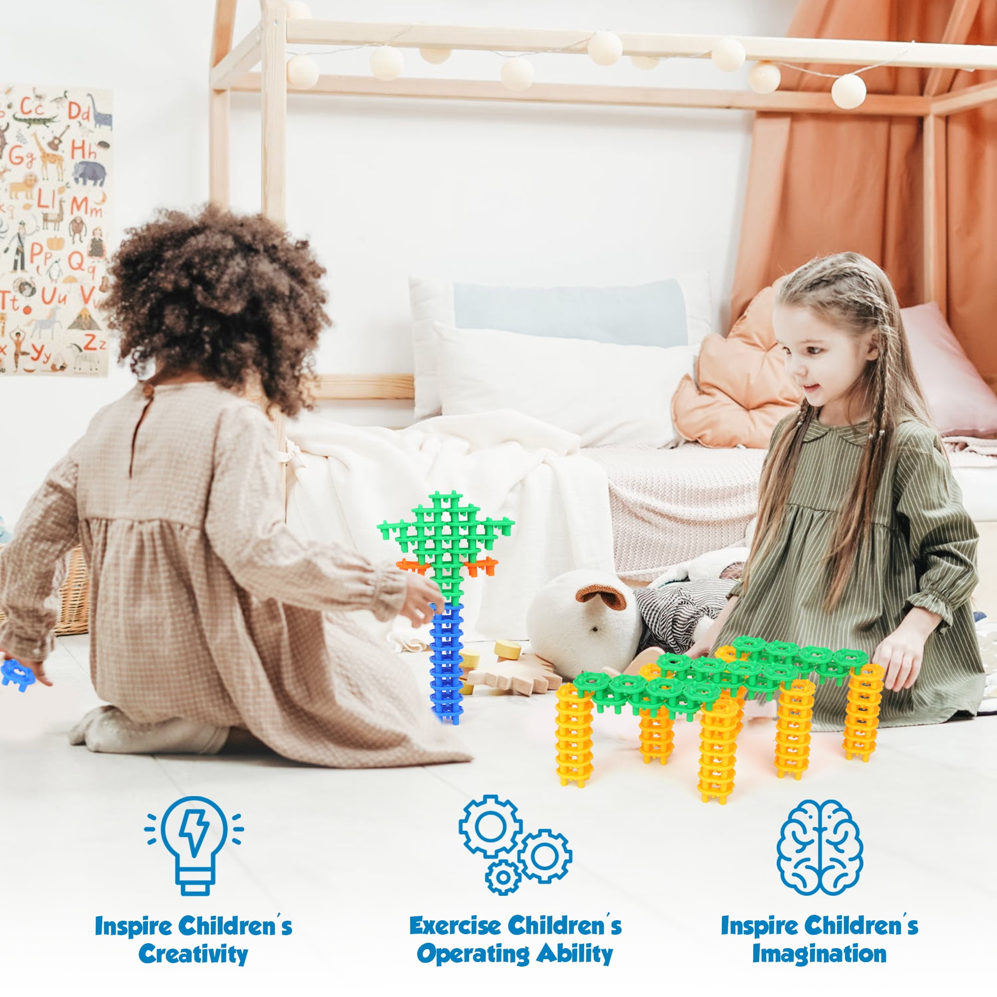 Play Build Platformers Building Plastic Toys. STEM Building Toy for School, Toddler Play, Activities, Fine Motor Skill Development. Snap Together Toys Ages 3+.