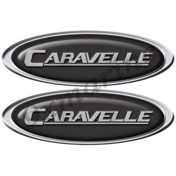 Two Caravelle Classic Oval Stickers 10" Long