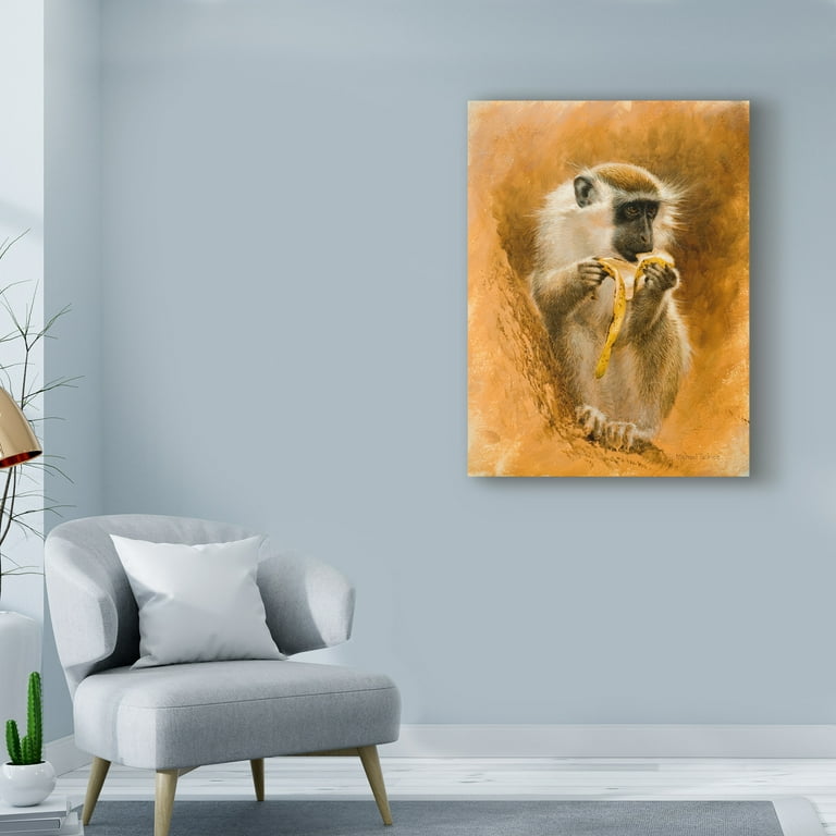 Free Shipping! Trademark Fine Art Green Monkey Canvas Art by