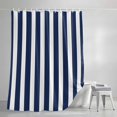 thumbnail image 3 of Shower Curtains for Bathroom, Navy Blue Striped Waterproof Fabric Shower Curtain, Modern Farmhouse Blue White Stripes Decorative Bathroom Curtain for Bathtub, 36"x72", No Hooks Included, 3 of 9