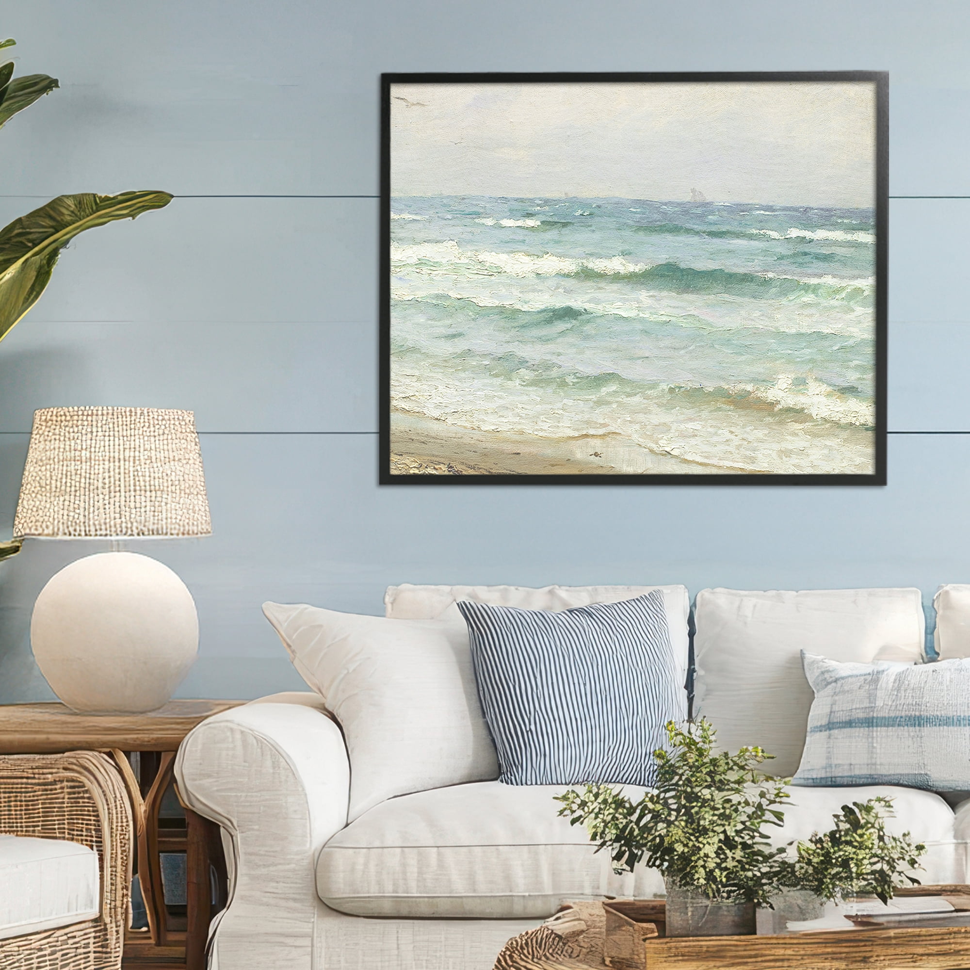 Stupell Industries Vintage Waves on The Shore Black Framed Giclee Art, design by Leah Straatsma