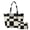 Black White Checkered, variant on HUIACONG Pink Cartoon Fish Padded Shoulder Tote Bag 2 Pcs Set for Women, Stitched Texture Tear Resistant Zip Closure Large Inner Space with Matching Cosmetic Pouch for Work Travel