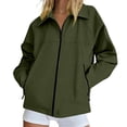 thumbnail image 3 of Jsaierl Women's Collared Zip Up Lightweight Jacket Long Sleeve Sporty Casual Bomber Coat with Zippered Pockets Daily Outdoor Top, 3 of 7