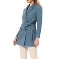 thumbnail image 5 of INSPIRE CHIC Women's Notch Lapel Double Breasted Belted Mid Length Trenchcoat M Grey Blue, 5 of 8