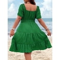 thumbnail image 2 of Robe Décontractée Grande Taille pour Femmes, Robe Smock à Manches Courtes Froissée et Col Carré, 2 of 5