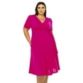 thumbnail image 4 of MOA Collection Women's Plus size Stylish Solid Faux Wrap Dress with Deep V-Neck, 4 of 5