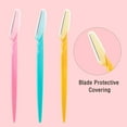 thumbnail image 3 of 60 Pieces Eyebrow Razor Women Twinkle Face Brow Razors Shaver Dermaplaning Tool Shaper Trimmer with Precision Cover (Pink, Blue, Yellow), 3 of 5