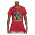thumbnail image 3 of Colorful Majestic Neon Atric Wolf | Dean Russo Art Animal Lover Womens T-Shirt, Red, XL, 3 of 5