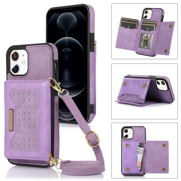 Crossbody Wallet Women Case for iPhone 12 mini RFID Blocking