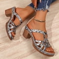 thumbnail image 4 of Heels for Women Cutout Retro Pattern Orthopedic Sandals Open Toe Chunky Heeled Slides Casual Slip on Summer Dress Shoes Silver Size 7.5, 4 of 8