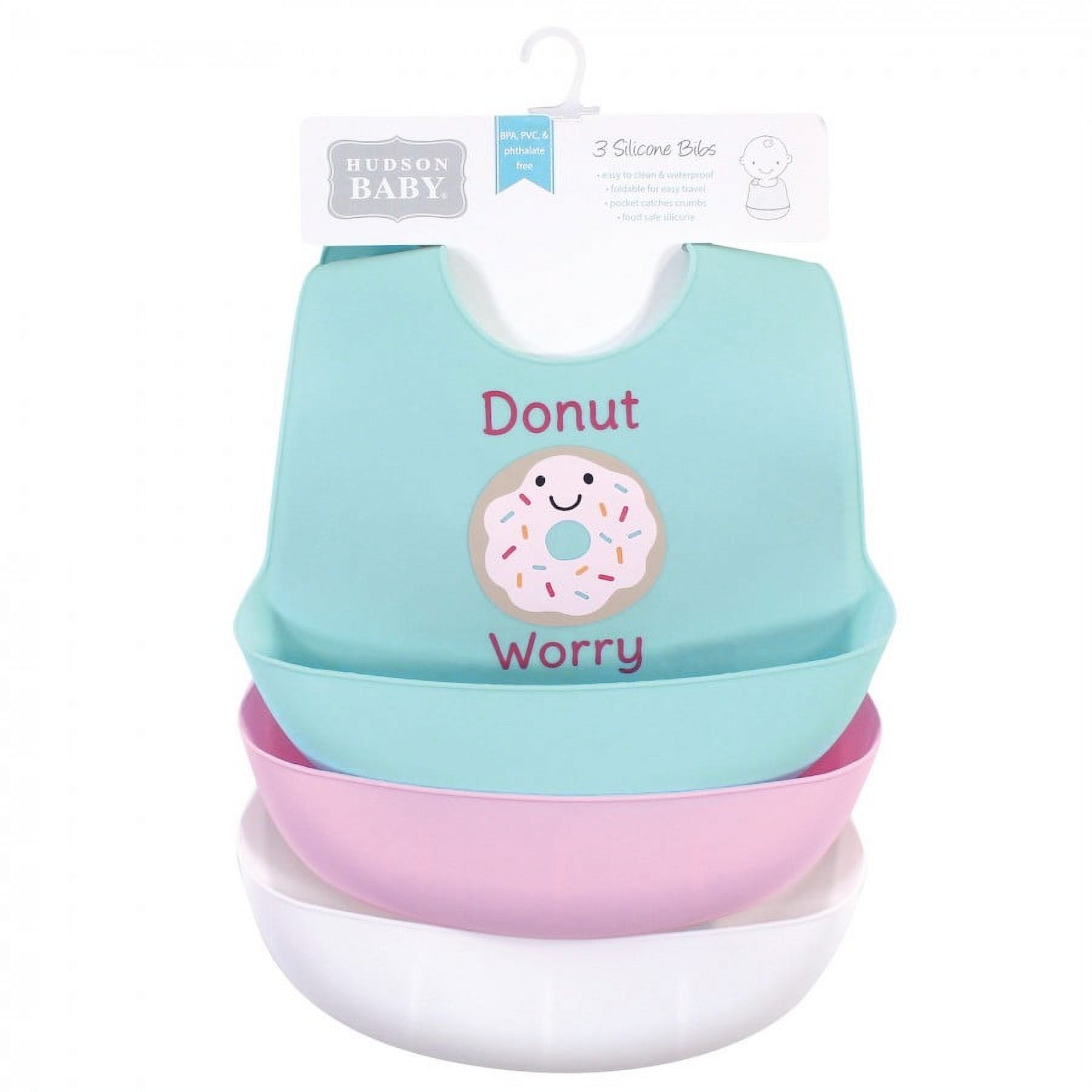 Hudson Baby Silicone Bibs, 3-Pack, Donut Print photo 2