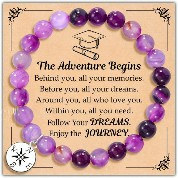 DESIGNICE Graduation Gifts for Her, High School College Graduation Gifts for Women, Inspirational Compass/Heart Graduation Bracelets with Gift Message Card for Women Girls Daughter Sister Friends