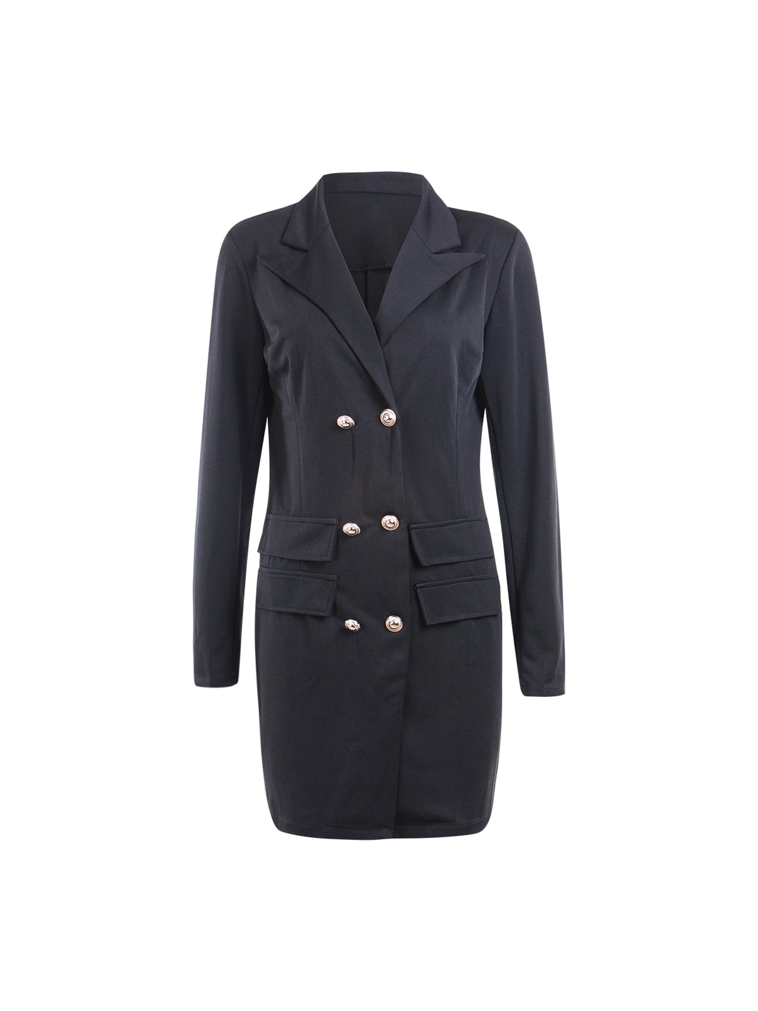 Womens Double Breasted Blazer Suit Military Jacket Lapel Slim Fit Outerwear Coat 