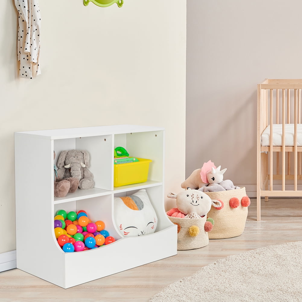 Private Jungle 4-Cubby Kids Bookcase with Footboard, Multi-Bin Children's Storage Organizer Cabinet Shelf with Thick Wood Board Private Jungle 4-Cubby Kids Bookcase with Footboard, Multi-Bin Children's Storage Organizer Cabinet Shelf with Thick Wood Board