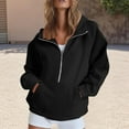 thumbnail image 2 of Mohiass Womens Sweatshirts Half Zip Pullover Fleece Quarter Zipper Hoodies 2025 Fall Fashion Clothes Black XL, 2 of 7