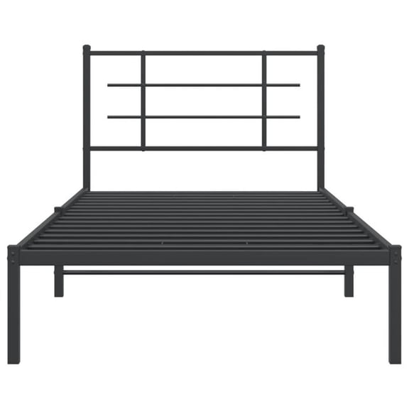 Pemberly Row Contemporary Powder-Coated Steel Twin Bed Frame in Black