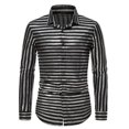 thumbnail image 1 of Mens Dress Shirt Long Sleeve Slim Business Formal Casual Tops Striped Party, 1 of 8