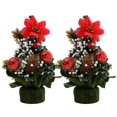 thumbnail image 1 of 2Pcs Mini Christmas Tree Versatile  Tree Ornament with Balls And Bows for Desktops Cabinets Bedrooms Decor, 1 of 10