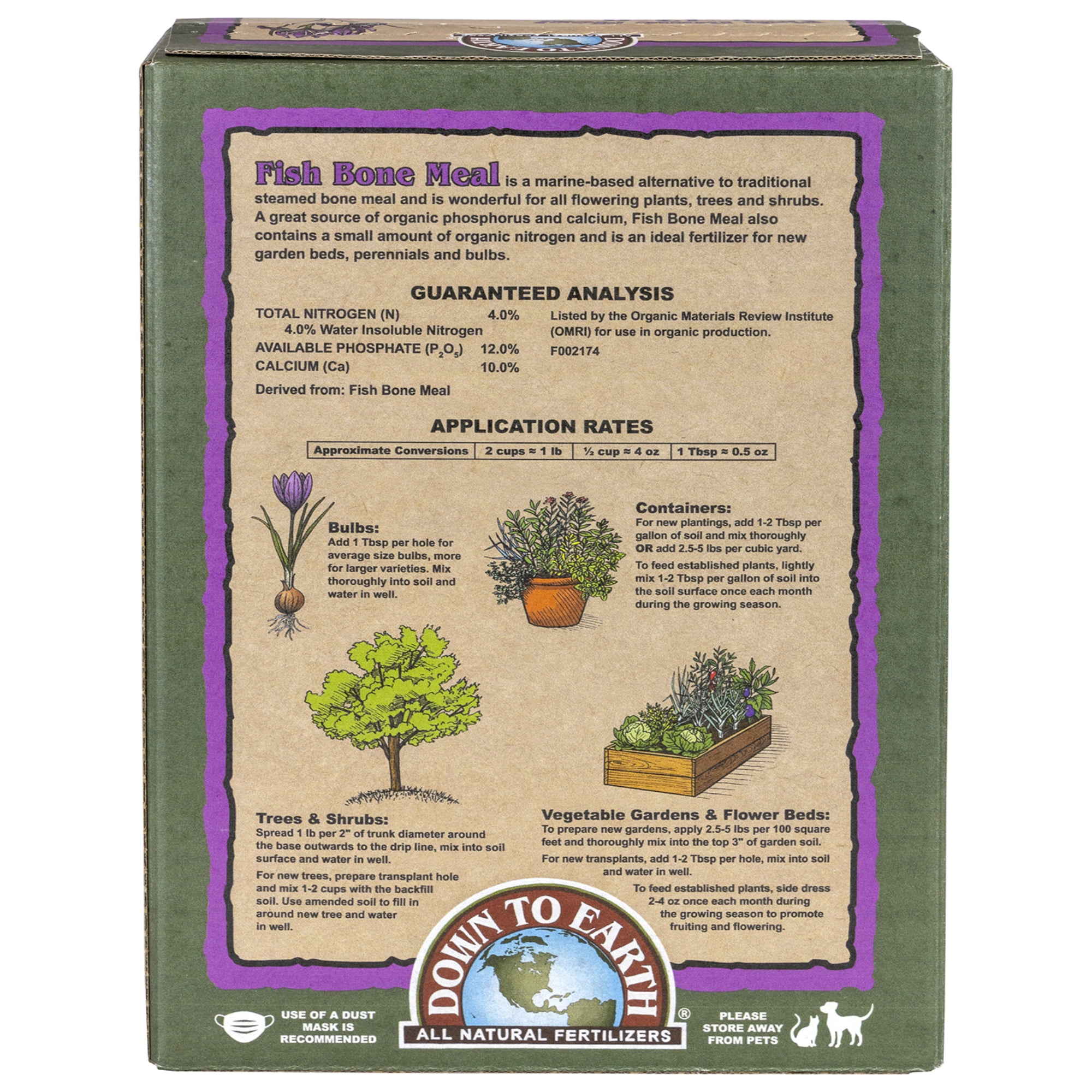 Down to Earth Fish Bone Meal 4-12-0 All Natural Fertilizer, 5lbs