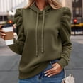 thumbnail image 2 of Daznico Sweatshirt for Women - Women Casual Puff Long Sleeve Hoodies Drawstring Pullover Sweatshirts Loose Fit Solid Shirts Fall Sweatshirt, Hooded Sweatshirt Women,Color:Green Size:S, 2 of 6