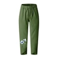thumbnail image 4 of VEKDONE Womens Cotton Linen Pants Print Long Pants Army Green XXL, 4 of 5