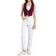 thumbnail image 2 of CHALECO CORTO SIN MANGAS DE DENIM PARA MUJER INSPIRADO EN CHIC, CON BOTONES Y CUELLO REDONDO, TALLA XS, ROJO VINO, 2 of 6