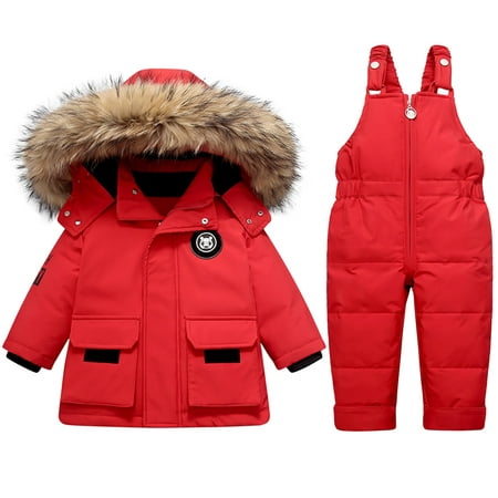 

Dezsed Kids Winter Puffer Jacket and Snow Pants Clearance Winter Baby Boys Girls Polka Dot Printing Thickened Down Jacket Strap Pants Two-piece Suit 4-5 Years Red