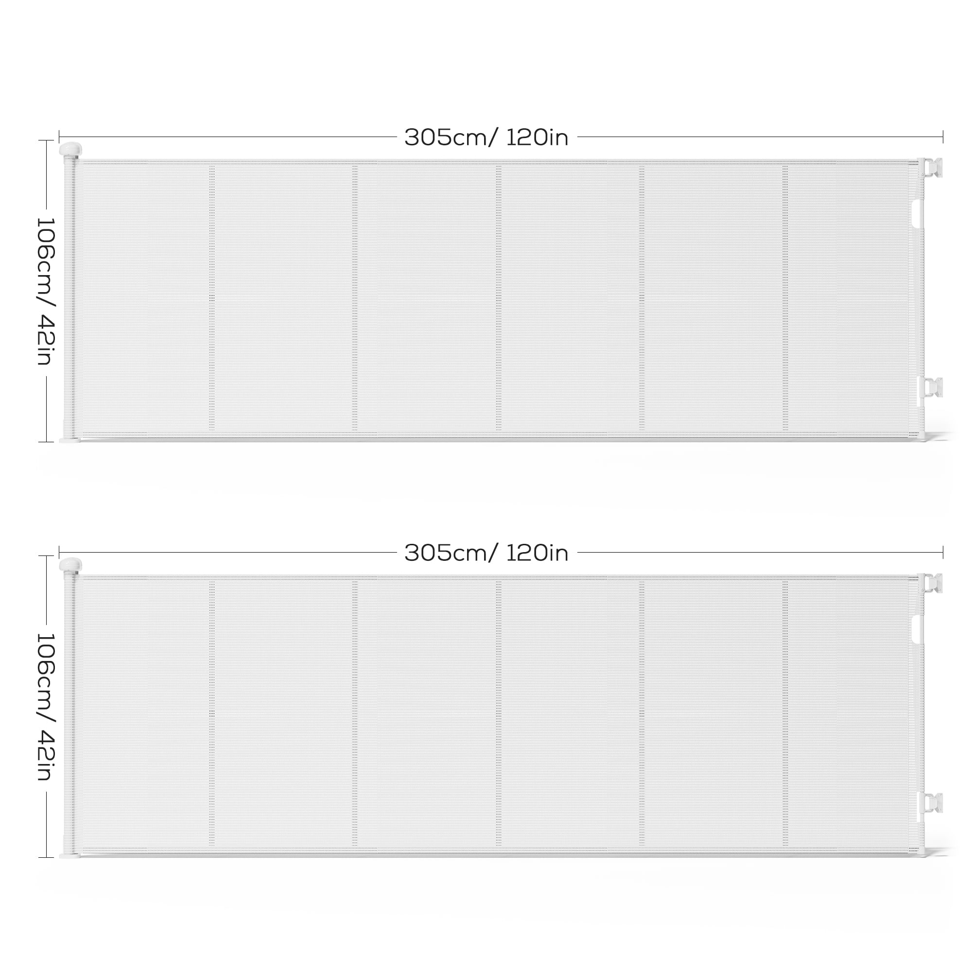 Retractable Baby Gate, TULILLO 42in Tall Baby Safety Gate, 120" Wide Baby Gate Dog Gate for Stair, Doorway, Auto-Lock,White