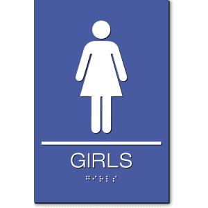 

California GIRLS Restroom Wall Sign-Blue / White (1 Unit)