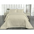 thumbnail image 2 of Ambesonne Art Deco Quilted Bedspread Set 3 Pcs, Geometric Floral Damask, Queen, Eggshell and Pale Tan, 2 of 4