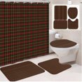 thumbnail image 6 of Christmas Bathroom Decor Set with Waterproof Polyester Shower Curtain, Bath Mat, U-Shaped Toilet Rug, and Seat Cover in Red Plaid, 6 of 8