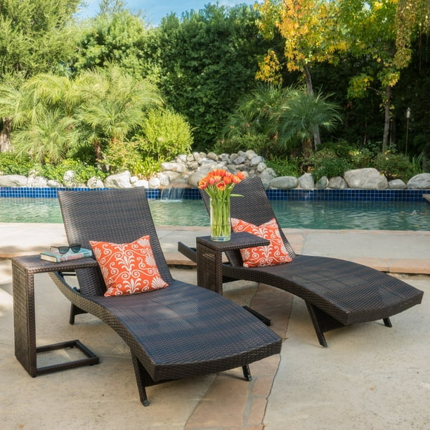 Salem All Weather Wicker Rich Brown Chaise Lounge Set - Walmart.com