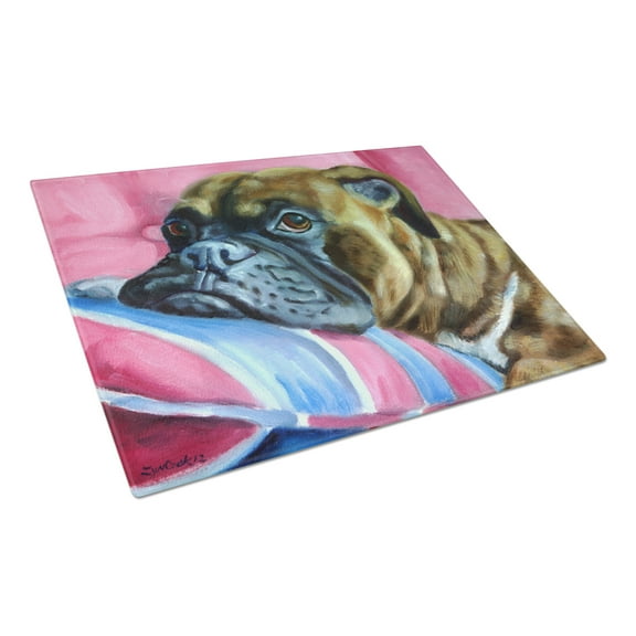 Carolines Treasures 7347LCB Fawn Boxer Glass Cutting Board Large 12H x 16W multicolor