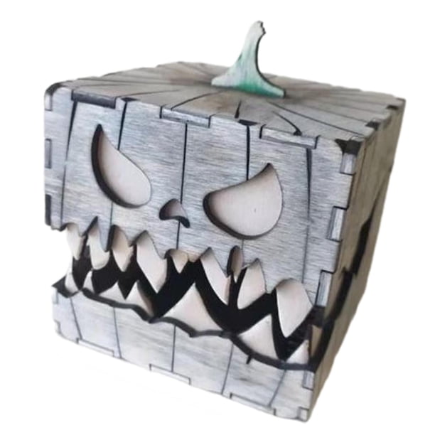 Caja de calabaza de madera para Halloween, decoración de Halloween, recuerdos de fiesta, adorno de calabaza espeluznante para jardín, Acción de