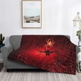 thumbnail image 2 of Honeii Black Spider Web With Spiders print throw blanket, crafted from cozy cotton flannel, offers versatile home decor as a bedding suitable for all seasons.-60"x50", 2 of 6