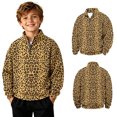 thumbnail image 3 of JAJAHO Kids Boys Leopard Neck Sweatshirt Quarter Zip Pullover Long Sleeve Sweatshirts 2-14Y, 3 of 6